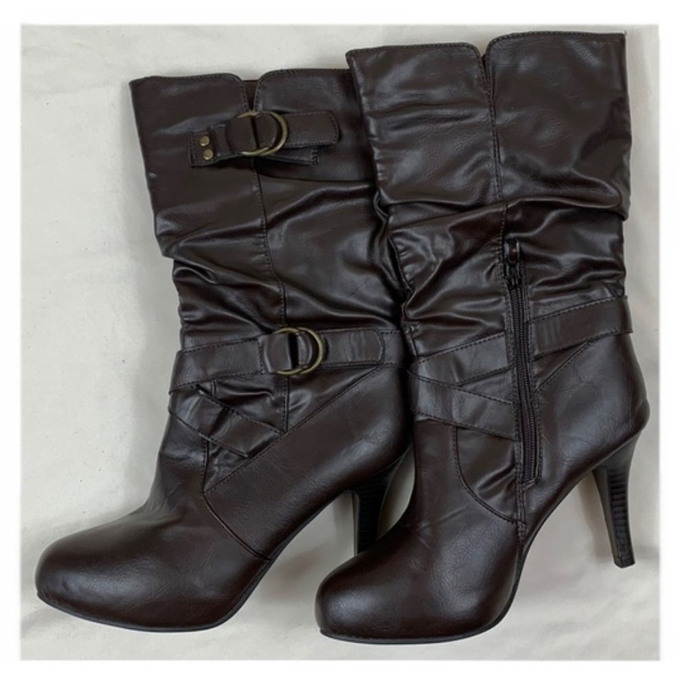 Brown Leather Wet Seal Women's Boots